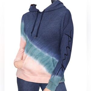 Victoria's Secret Pink Everyday Campus Pullover Fleece Sweatshirt Hoodie Tie Dye